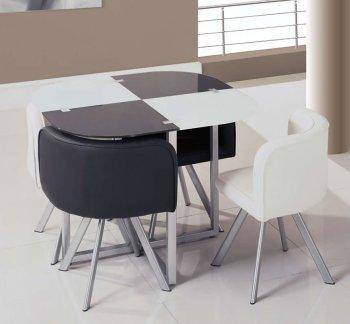Two Toned Black & White Modern Dinette Set W/Triangle Chairs