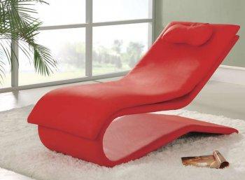 Red Leather Upholstery Modern Stylish Chaise Lounger