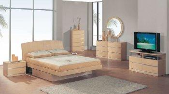 Beige Semi Gloss Finish Contemporary Bedroom W/Bottom Drawer