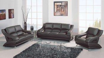 Gray Leather Upholstery Contemporary Stylsh Living Room