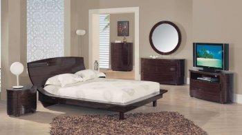 Zebrano Wenge High Gloss Finish Modern Bedroom Set