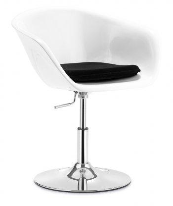 White Fiberglass Modern Swivel Chair w/Black Velour Cushion