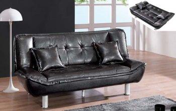 Walnut Faux Leather Stylish Contemporary Sofa Bed
