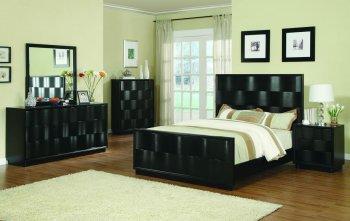Dark Brown Glossy Finish Contemporary Wavely Shaped Bedroom