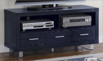 Black Matte Finish Modern TV Stand W/Metal Legs