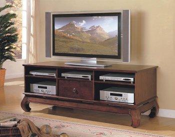 Distressed Cherry Finish Stylish TV Stand W/Media Storages