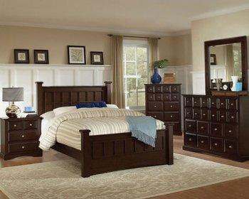 Rich Cappuccino Finish Transitional Style Bedroom