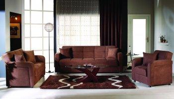 Truffle Contemporary Living Room w/Fold Down Sofa & Storages