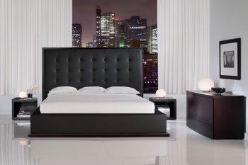 Black Leatherette Ludlow Bed W/Tufted Oversized Headboard