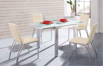 Silver Modern Dinette with Extendable Frosted Glass Top