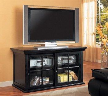 Black Finish Stylish TV Stand or Book Shelf W/Sliding Doors