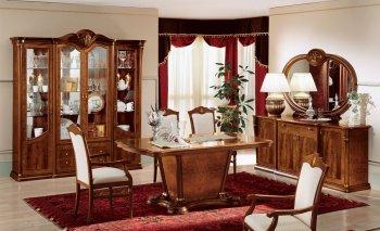 Walnut Lacquer Finish Classic Dining Room W/Mat Inlaids