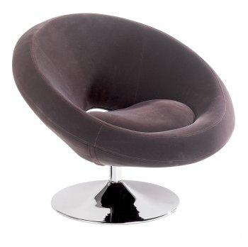 Espresso Microfiber Modern Leisure Chair w/Swivel Chromed Base