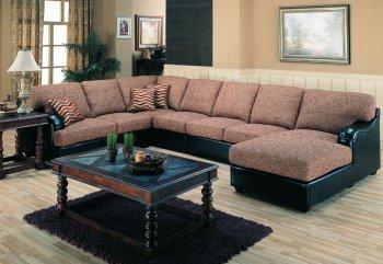 Multi Color Chenille Fabric Contemporary Sectional W/Bycast Base