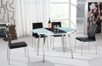 Glass Top Contemporary Extendable Dinette w/Metal Chromed Base