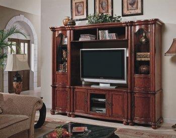 Rich Brown Massive Wall Unit w/Glass Door Piers