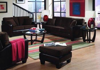 Chocolate Brown Velvet Living Room  with Dark Bycast Base