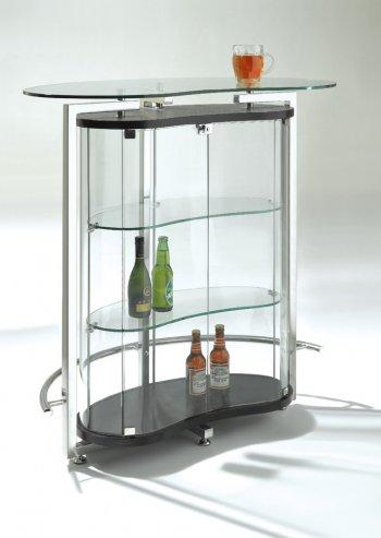 Clear Glass Contemporary Bar Table W/Cromed Metal Frame