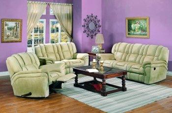 Beige Microfiber Contemporary Living Room W/Reclining Seats