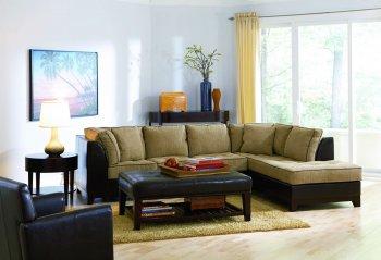 Beige Chenille Fabric Contemporary Sectional Sofa W/Vinyl Base