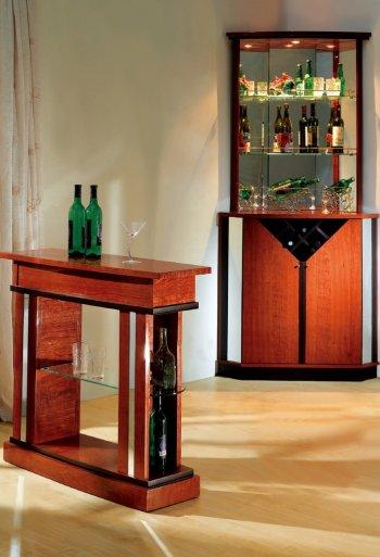 Cherry Contemporary Bar Table W/Glass Shelves