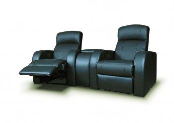 Black Leatherette Home Theater Recliners W/Storage Wedge