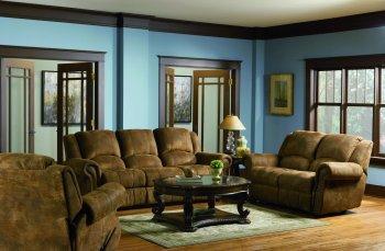 Distressed Brown Specially Treated Microfiber Sofa W/Recliners