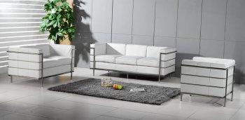 Le Corbusier Style Grande Modern Sofa in White Full Leather
