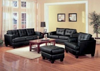Black Bonded Leather Contemporary Stylish Living Room