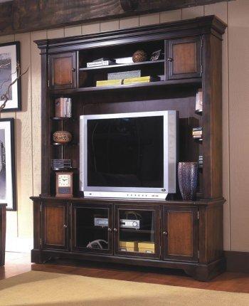 Two Toned Classic Wall Unit W/Top Storage and Shelves