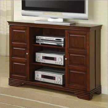 Dark Brown Finish Stylish Tv Stand W/Swing Doors