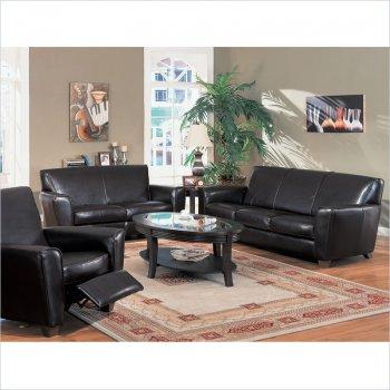 Dark Brown Bycast Leather Retro Styled Living Room