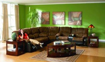 Brown Specially Treated Microfiber Sectional W/Recliner Seat