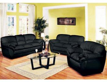 Black Bonded Leather Elegant Living Room w/Pillow Top Seats