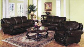 Dark Burgundy Bonded Leather Classic Living Room w/Rolled Arms