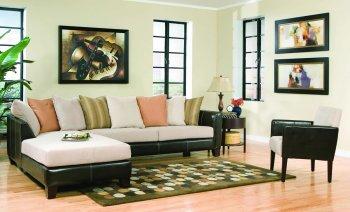 Beige Microfiber Modern Sectional Sofa W/Dark Bycast Base