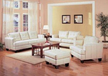 Cream Bonded Leather Contemporary Living Room