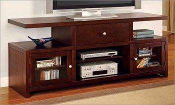 Rich Cherry Finish Contemporary TV Stand W/CD Storage