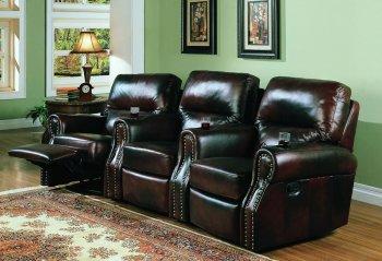 Tri Tone Full Leather Home Theater Seats W/Recliners