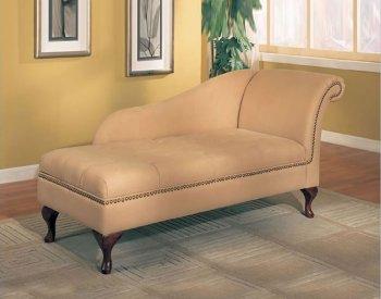 Tan Microfiber Classic Chaise Lounge W/Flip Open Storage