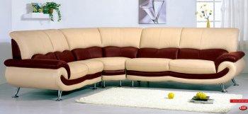 Two Tone Leather Modern Sectional Sofa w/Chromed Metal Legs