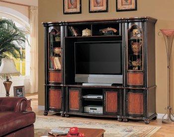 Two Toned Classic Wall Unit w/Curved Glass Piers